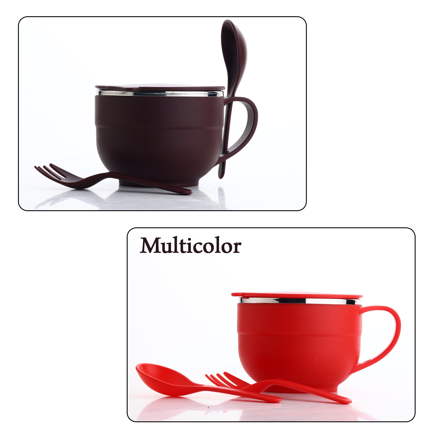 8130 Noodles & Soup Bowl with Spoon and fork Handle Spoon Holder, Stainless Steel Bowl and Spoon Set, Stainless Steel Storage DeoDap 8130 Noodles & Soup Bowl with Spoon and fork Handle Spoon Holder, Stainless Steel Bowl and Spoon Set, Stainless Steel Storage DeoDap